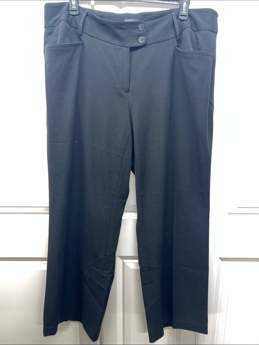 Rafaella Plus Size 20W Curvy Fit Wide Leg Dress Pants Black Business Casual